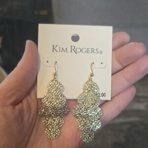 Kim Rogers Gold Filigree Dangle Earrings